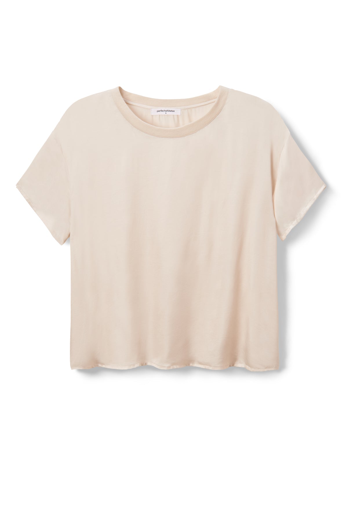 Perfect White Tee Delphine Satin Crew Neck Tee