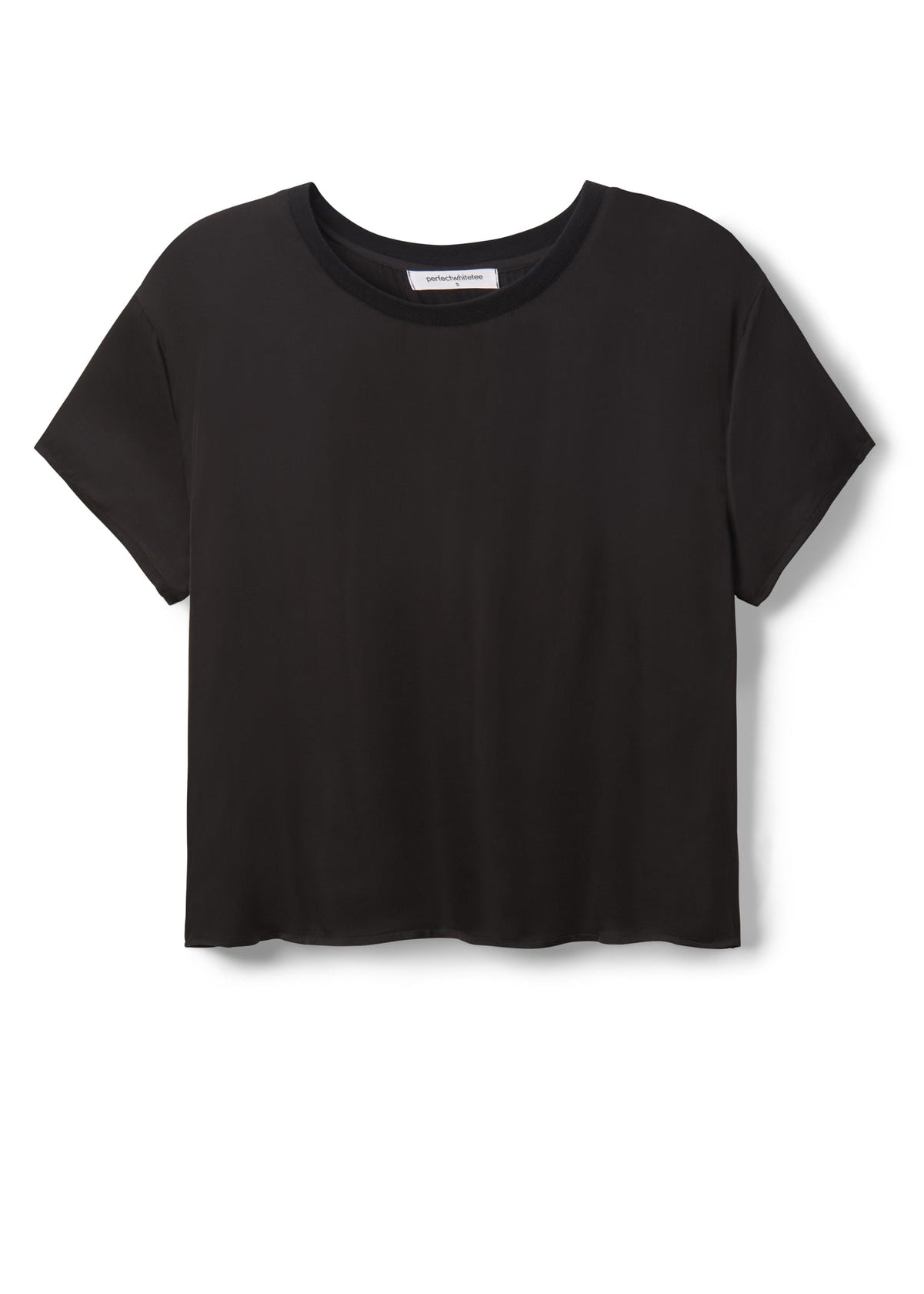 Perfect White Tee Delphine Satin Crew Neck Tee