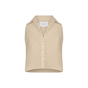 The Shirt The Boxy Cropped Sleeveless Shirt - White