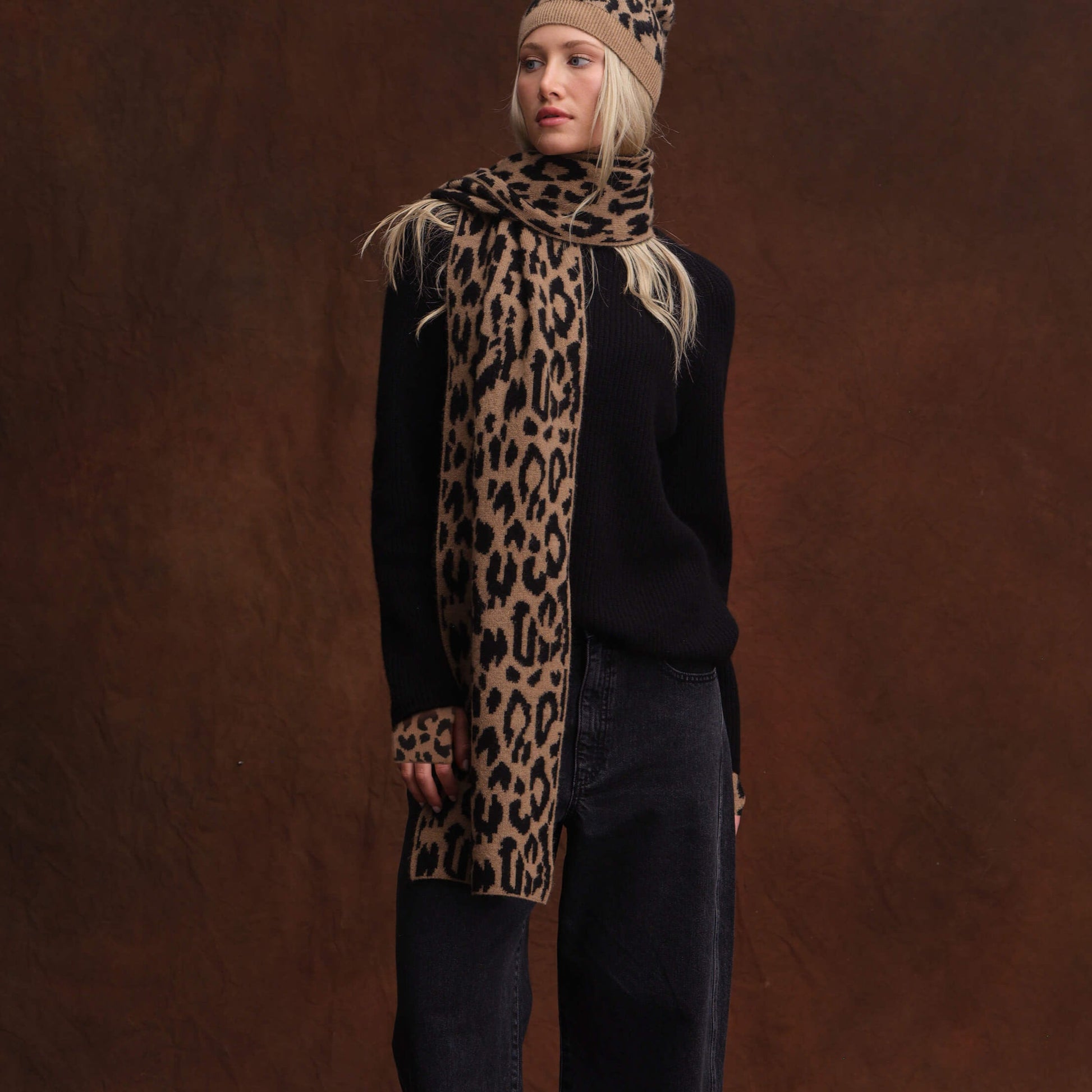 Cashmere Project Leopard Fingerless Gloves