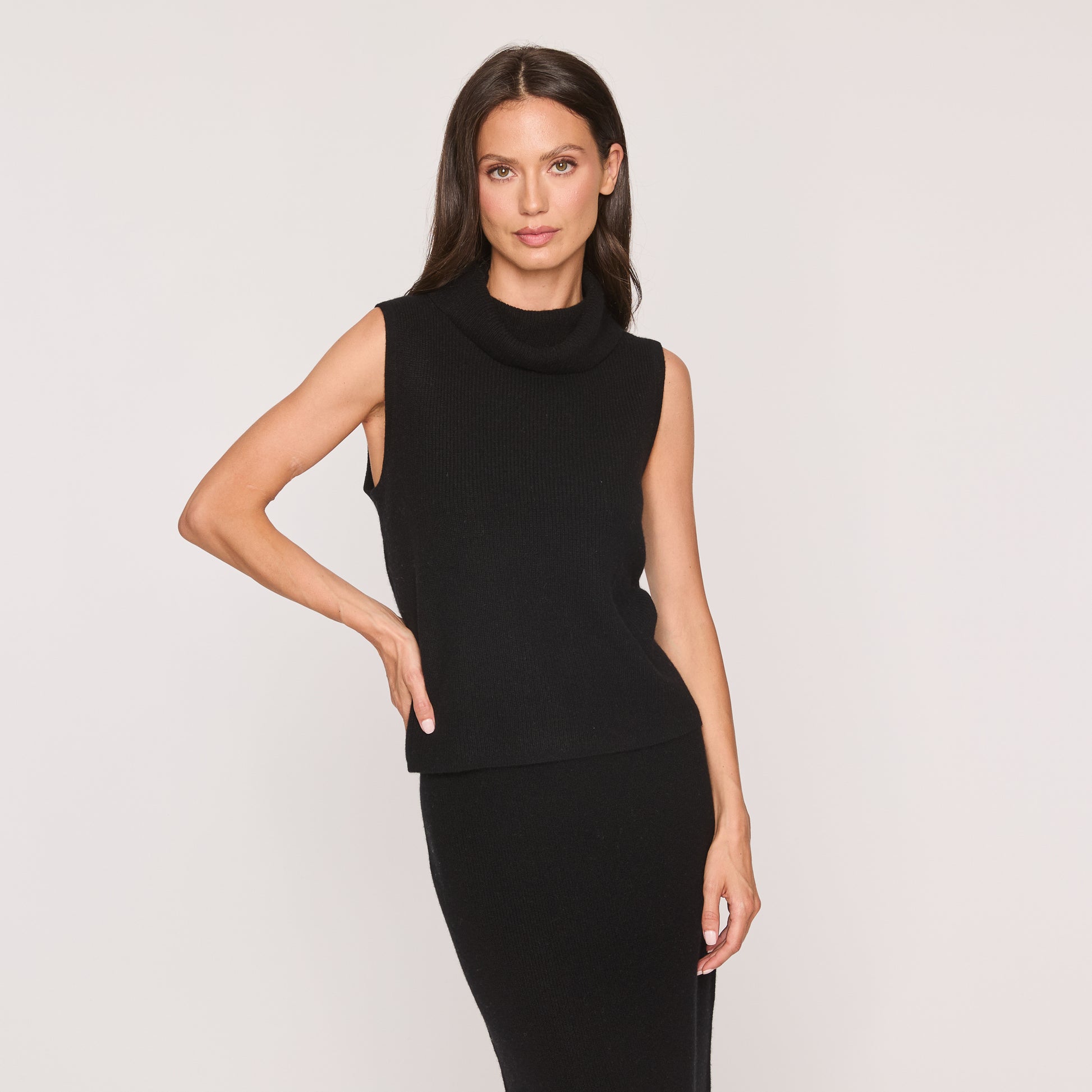 Cashmere Project Cropped Sleeveless Turtleneck
