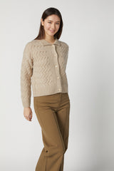Kokun Cable Knit Button-Front Cardigan