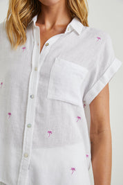 Rails Whitney Shirt in Fuchsia Embroidered Palms