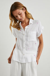 Rails Whitney Shirt in Fuchsia Embroidered Palms