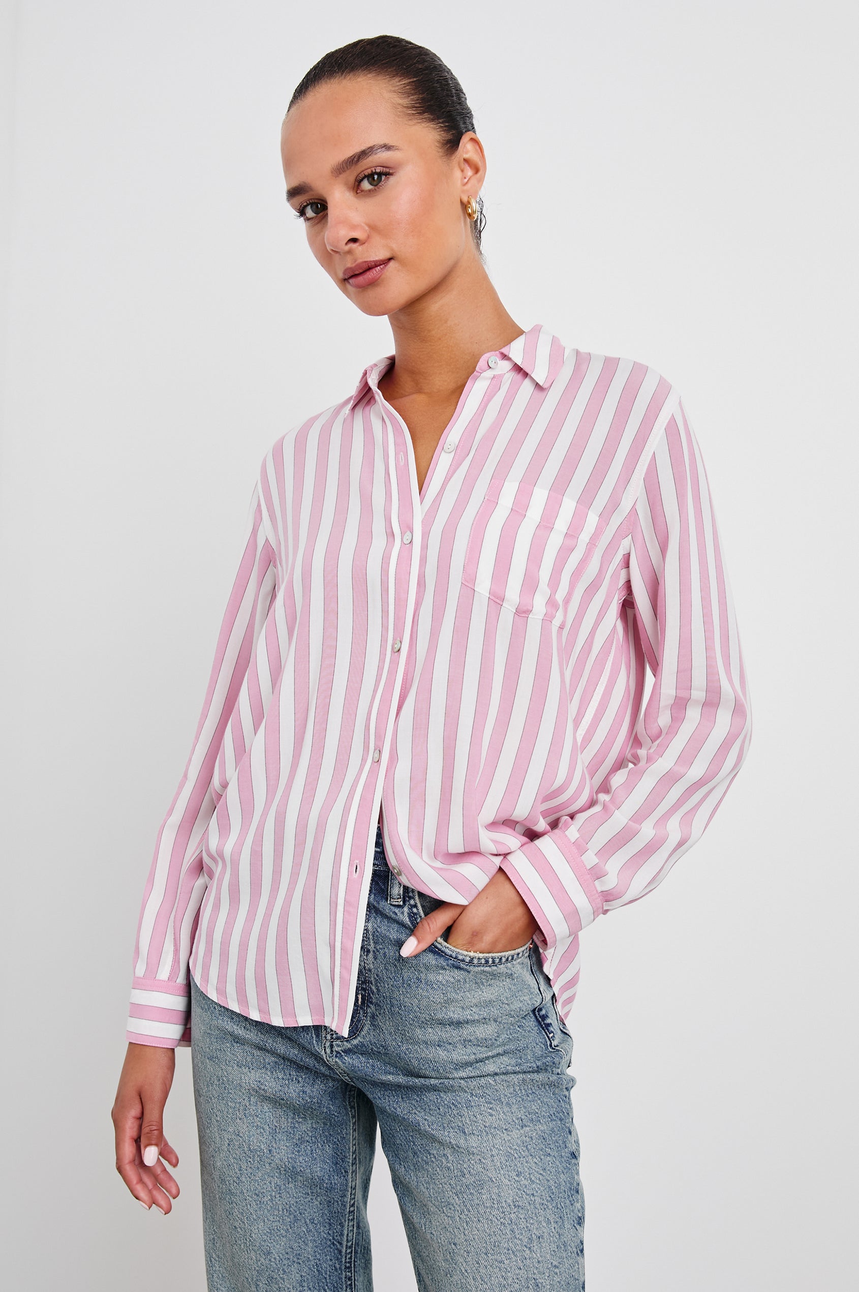 Rails Wren Shirt in Rose Bloom Stripe