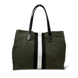 Kempton Oversized Tote - Olive Canvas Stripe