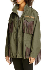 R13 Leather Fringe Repurposed M65 Jacket