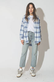 Denimist Button Front Shirt in Blue/White Plaid