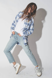Denimist Button Front Shirt in Blue/White Plaid