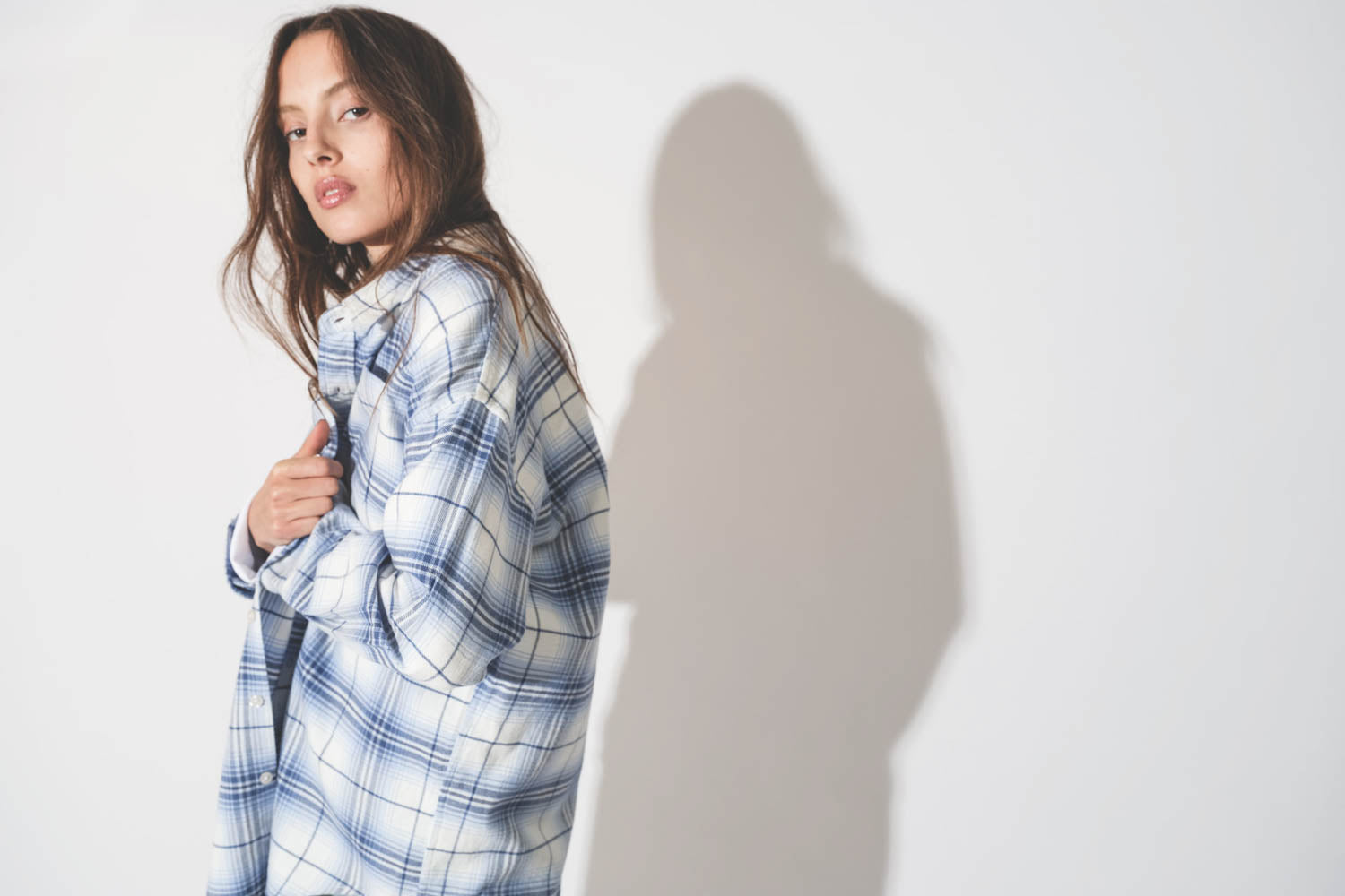 Denimist Button Front Shirt in Blue/White Plaid