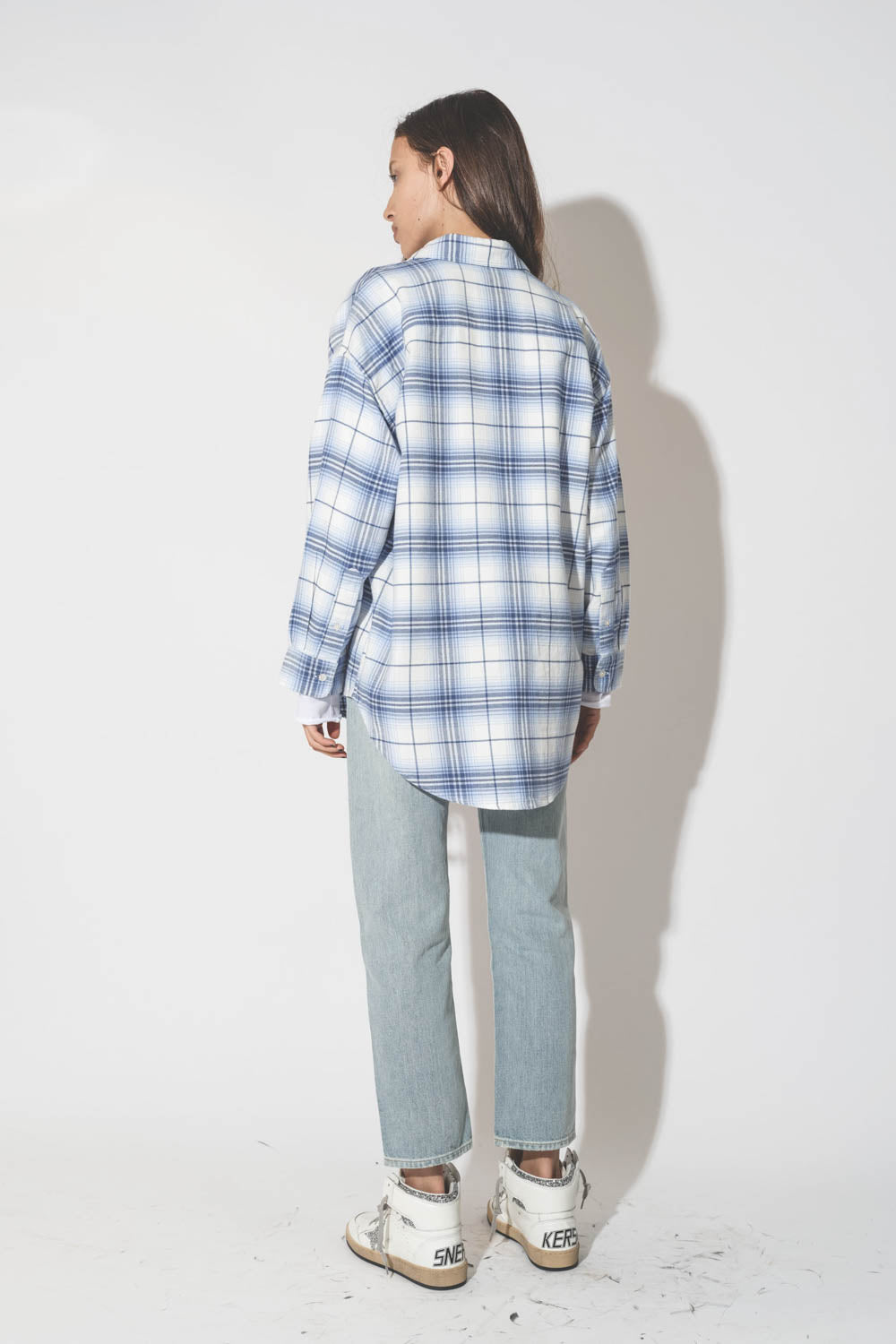Denimist Button Front Shirt in Blue/White Plaid