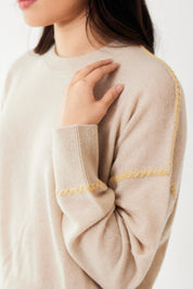 White + Warren Cashmere Blanket Stitch Crewneck