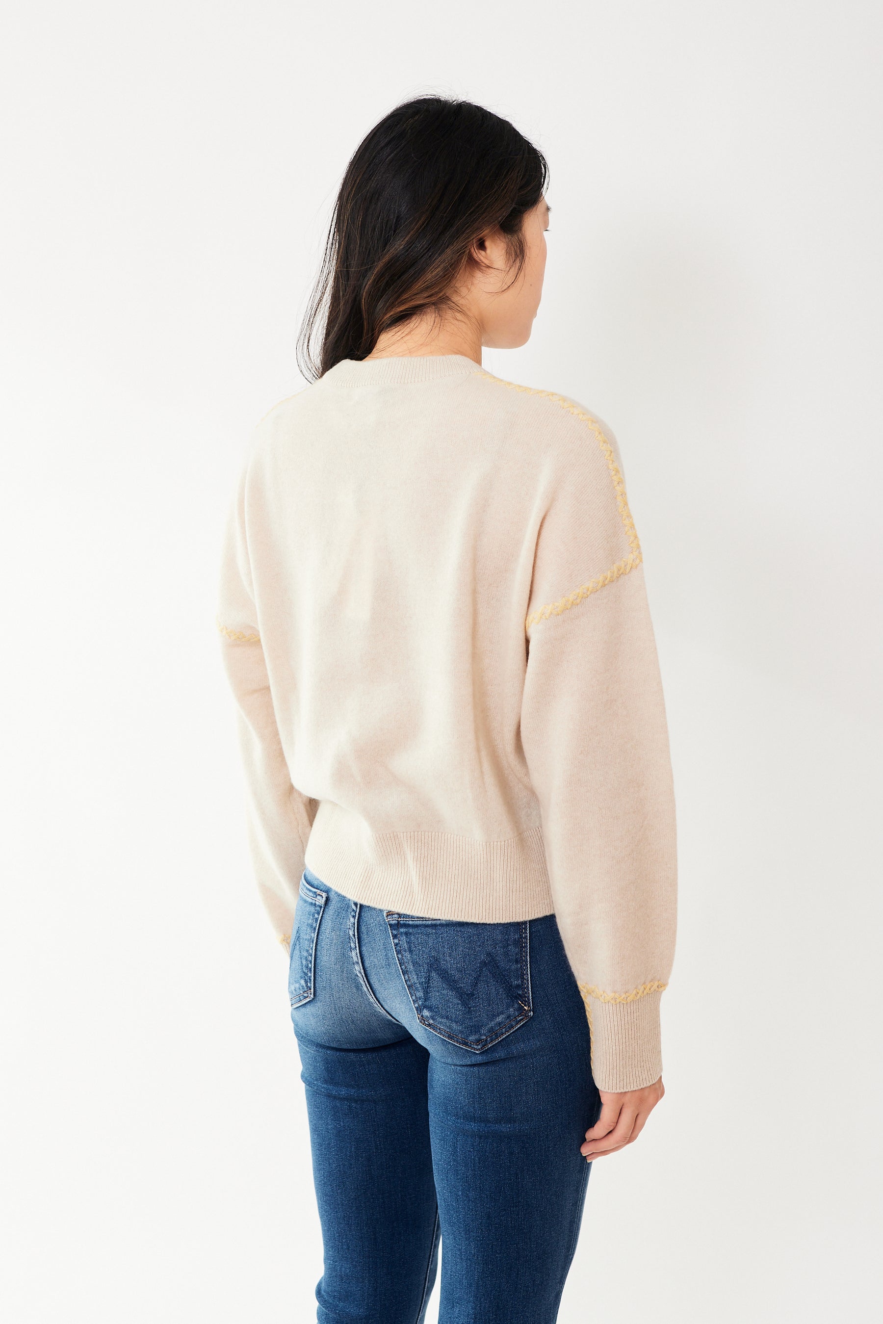 White + Warren Cashmere Blanket Stitch Crewneck