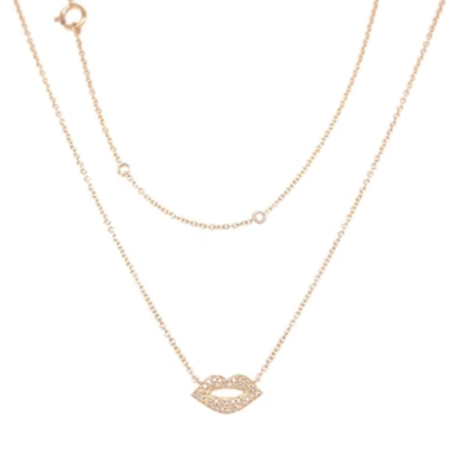 S. Row Designs 14k Gold and Diamond Lips