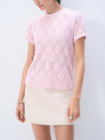 White + Warren Cotton Pointelle S/S Top