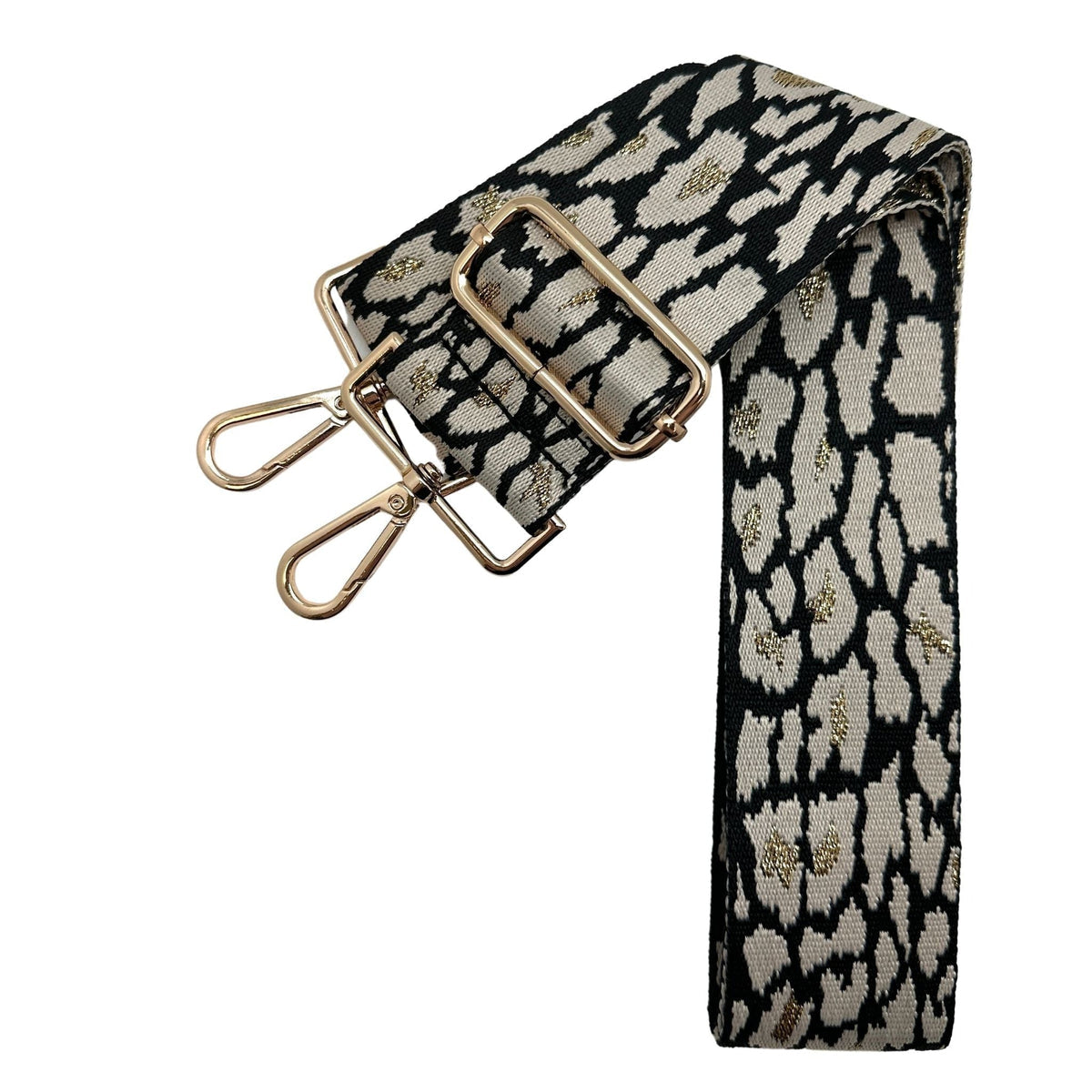 Canvas Bag Strap in Metallic Ivory Leopard