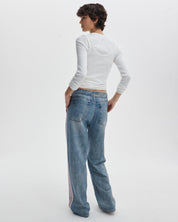 Rag & Bone Miramar Terry Track Pant Pull On in Pink Stripe