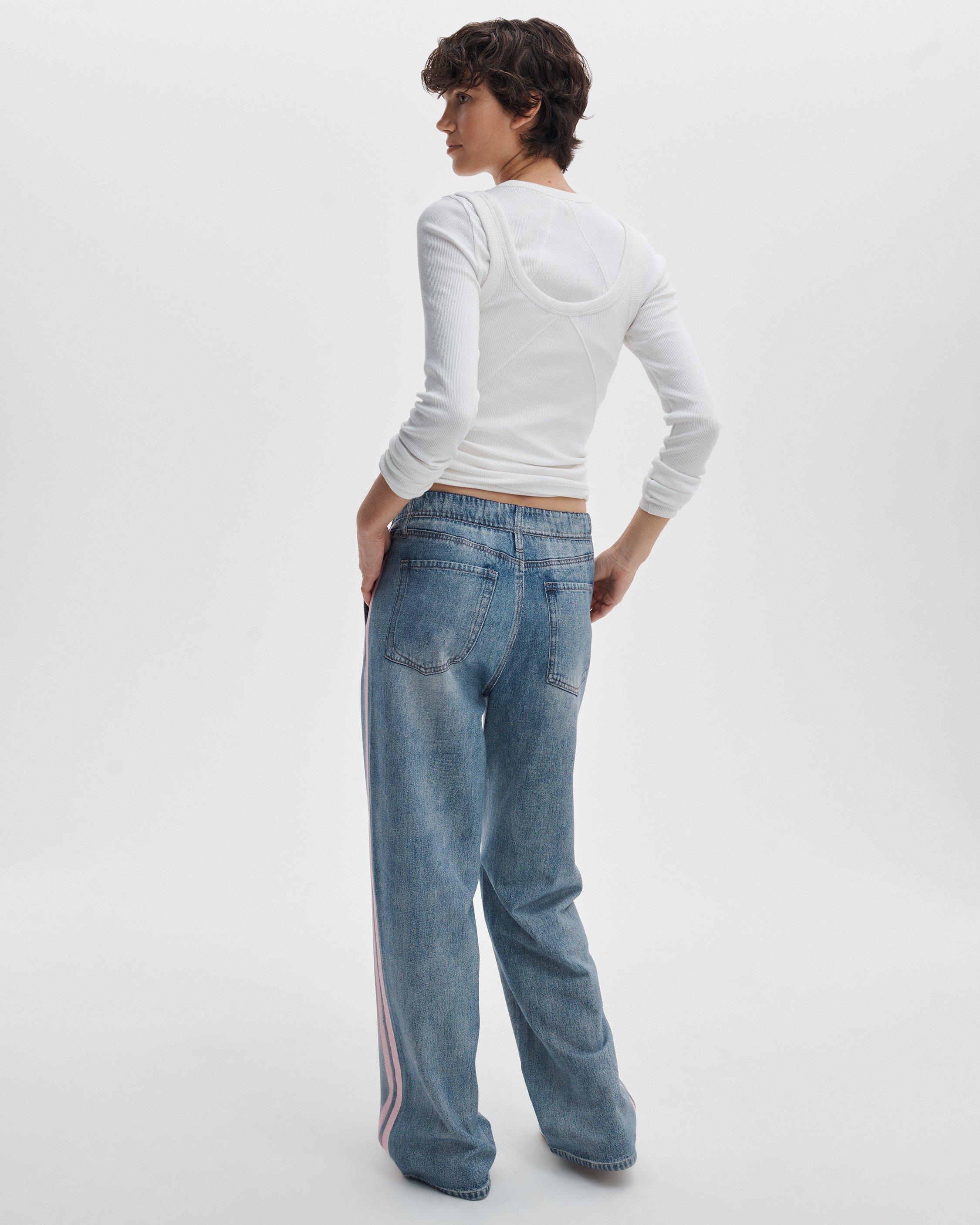 Rag & Bone Miramar Terry Track Pant Pull On in Pink Stripe
