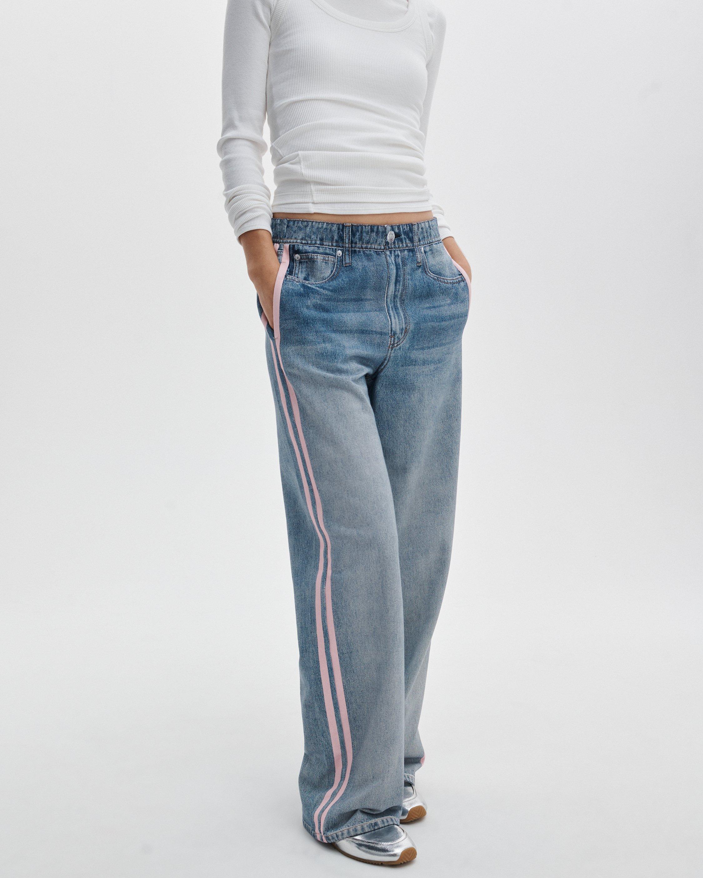 Rag & Bone Miramar Terry Track Pant Pull On in Pink Stripe