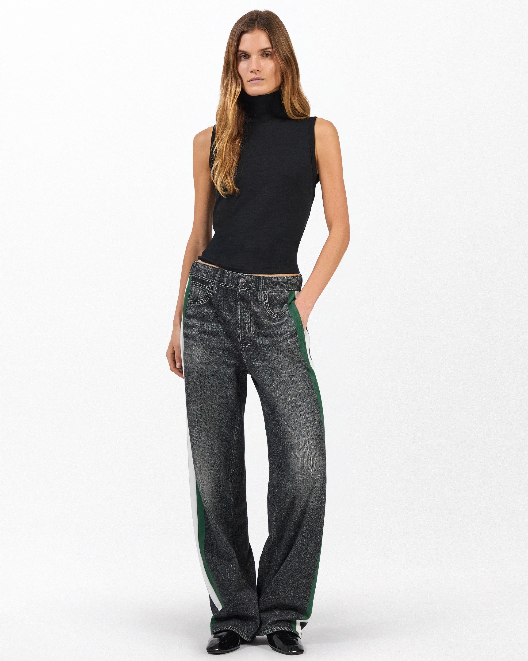 Rag & Bone Miramar Sport Stripe Track Pants - Washed Black/Green/White