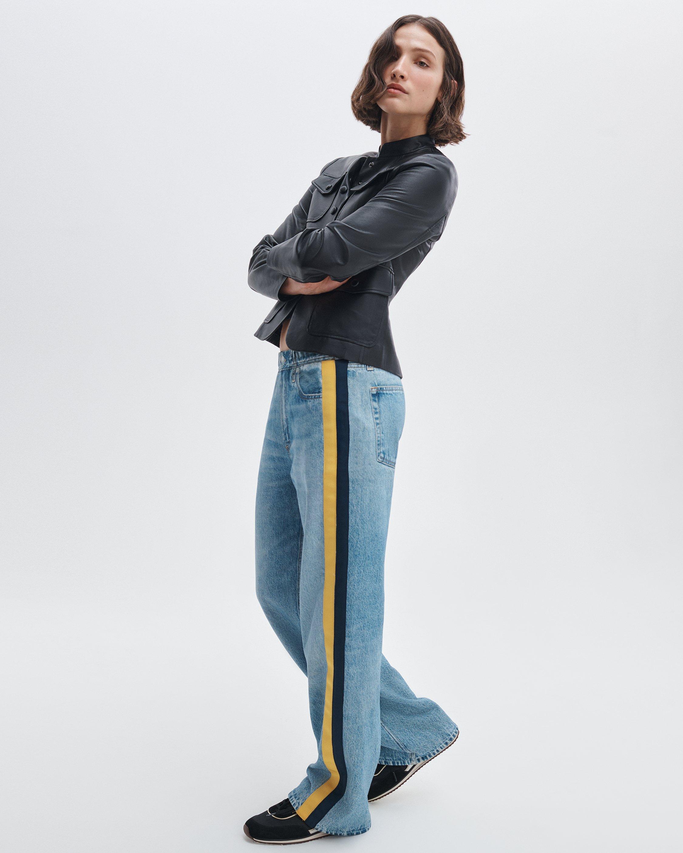 Rag & Bone Miramar Sport Stripe Track Pants - Valentina Navy Yellow