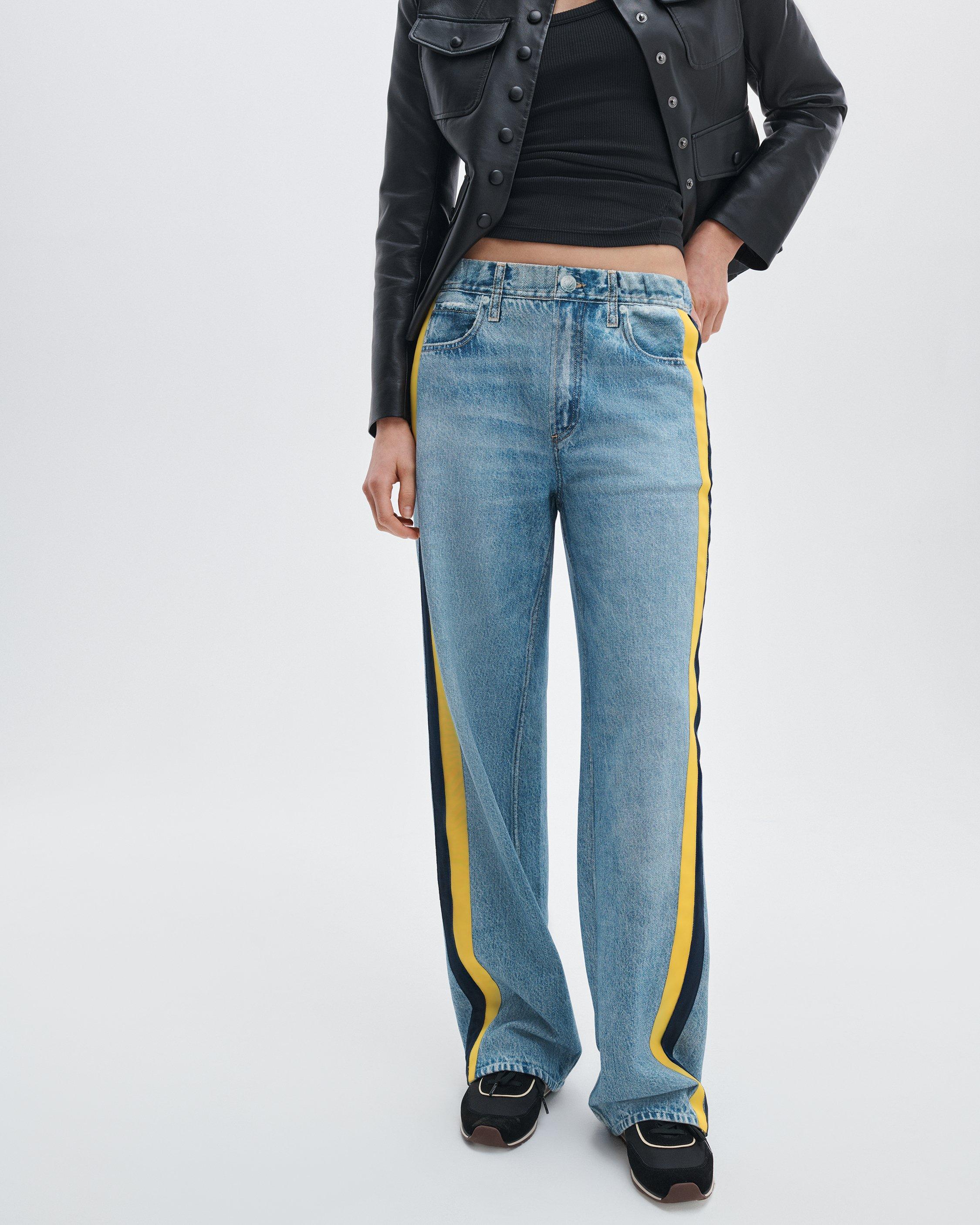Rag & Bone Miramar Sport Stripe Track Pants - Valentina Navy Yellow