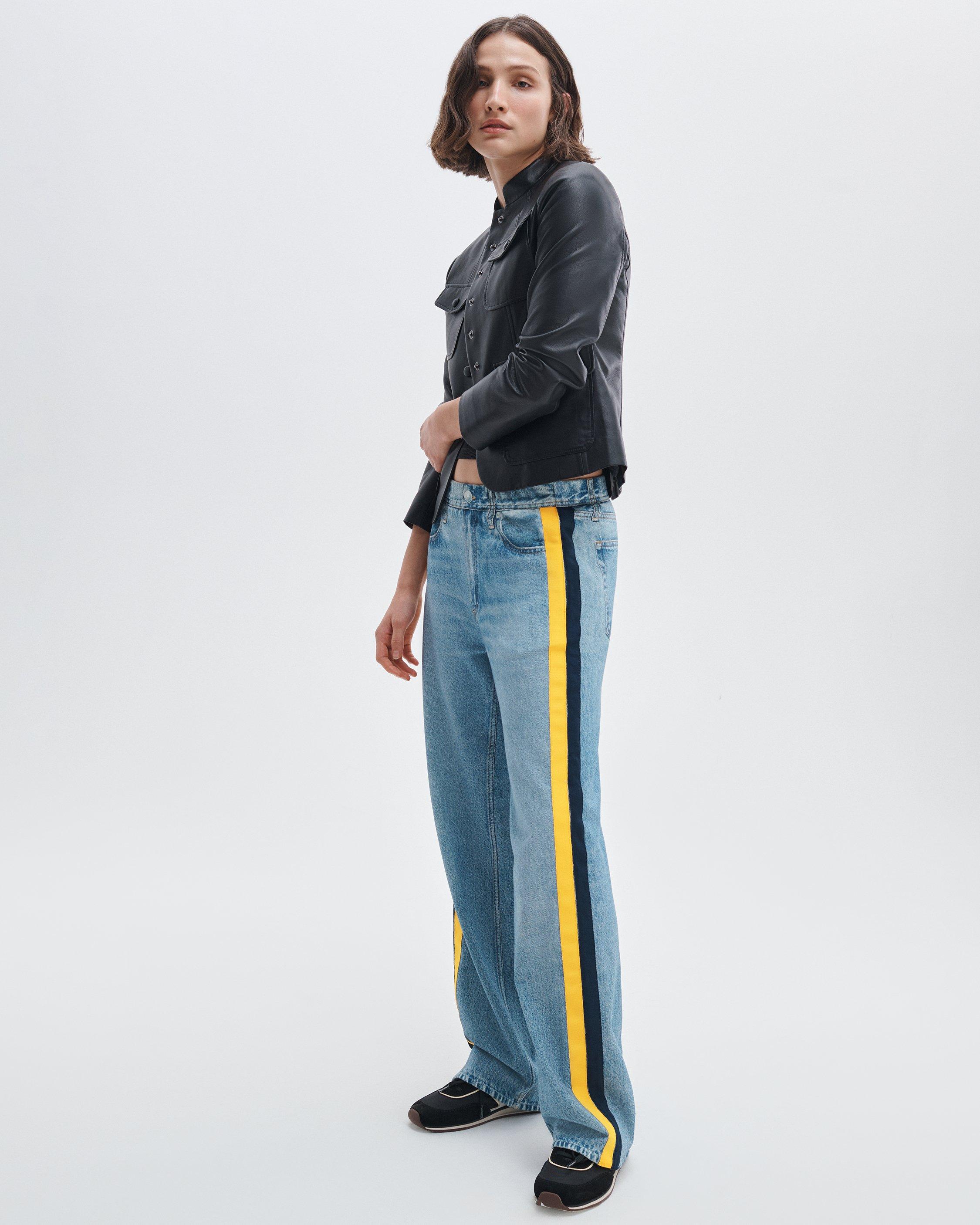 Rag & Bone Miramar Sport Stripe Track Pants - Valentina Navy Yellow