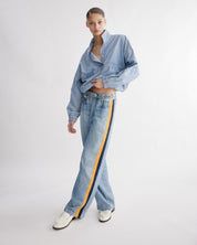 Rag & Bone Miramar Sport Stripe Track Pants - Valentina Navy Yellow