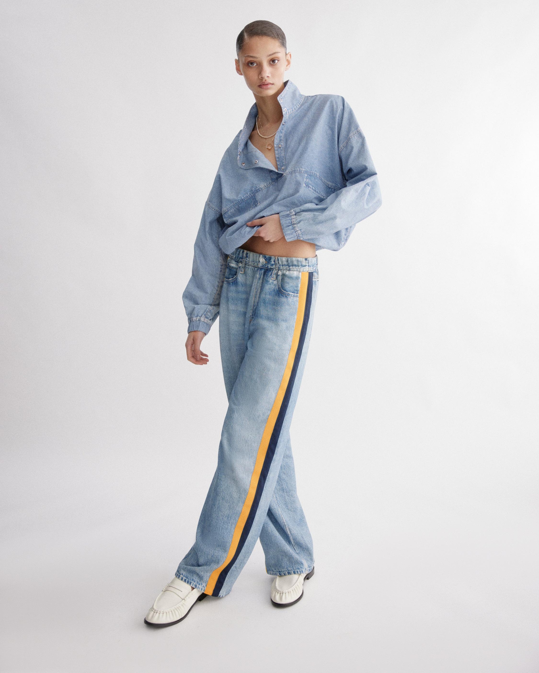 Rag & Bone Miramar Sport Stripe Track Pants - Valentina Navy Yellow