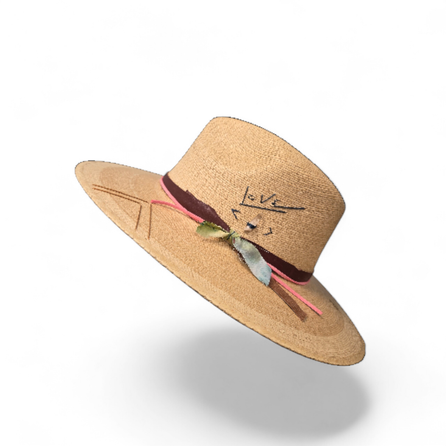 Un Pueblo Straw Hat -  Love/Crystal/Leather