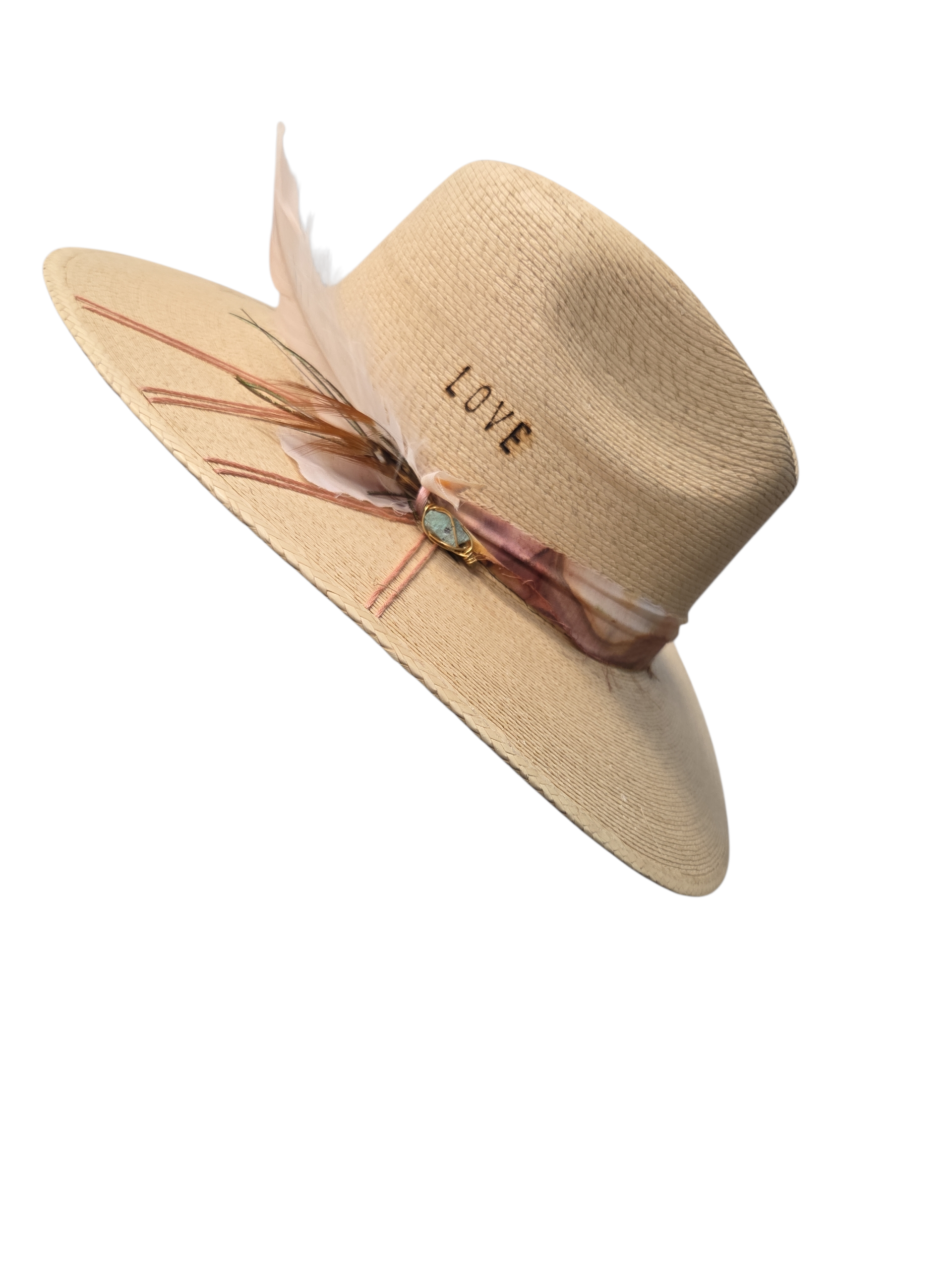 Un Pueblo Straw Hat -  Love/Turq/Crystal