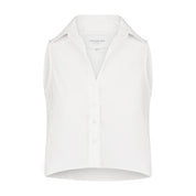The Shirt The Boxy Cropped Sleeveless Shirt - White
