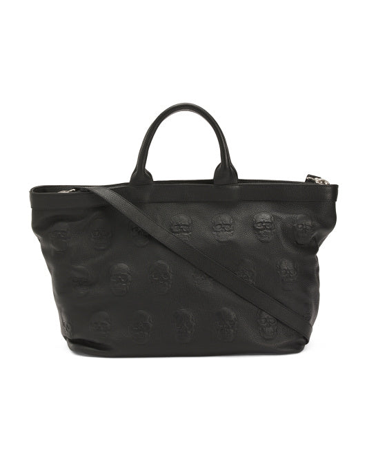 Italian Leather Multi Skull Tote bag