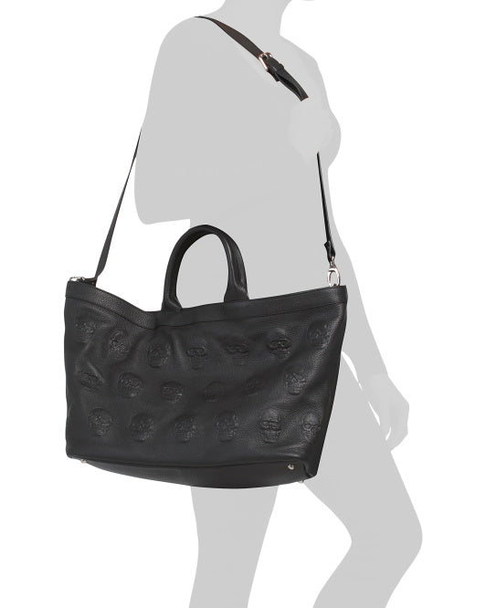 Italian Leather Multi Skull Tote bag