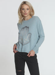 Label + Thread Hamsa Hand Crew Sweater