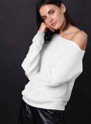 Minnie Rose Cashmere off the Shoulder Sweater