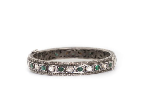 S.Row Designs Diamond and Emerald Slice Bangle