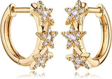 Dainty Star Trio Huggie Earring in Gold