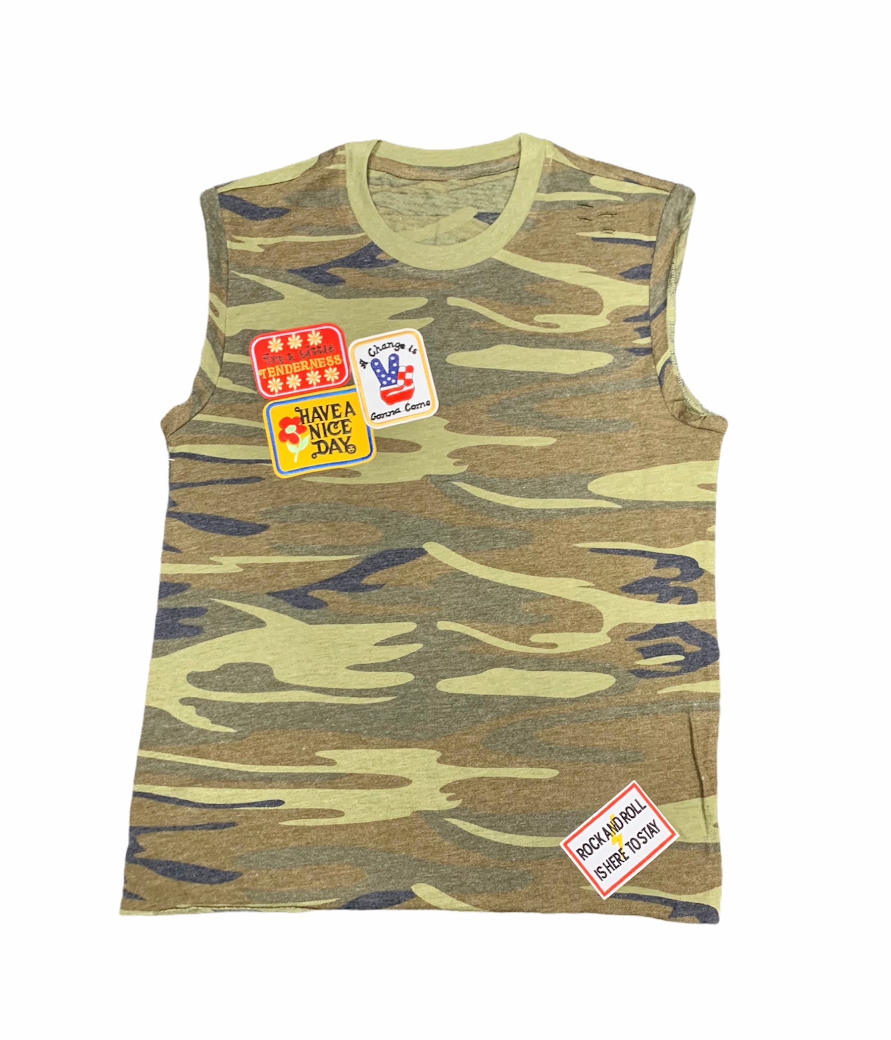 Multi Patched Camo Tank Top