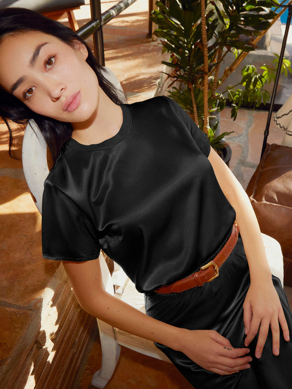 Nation Marie Satin Boxy Crop Top