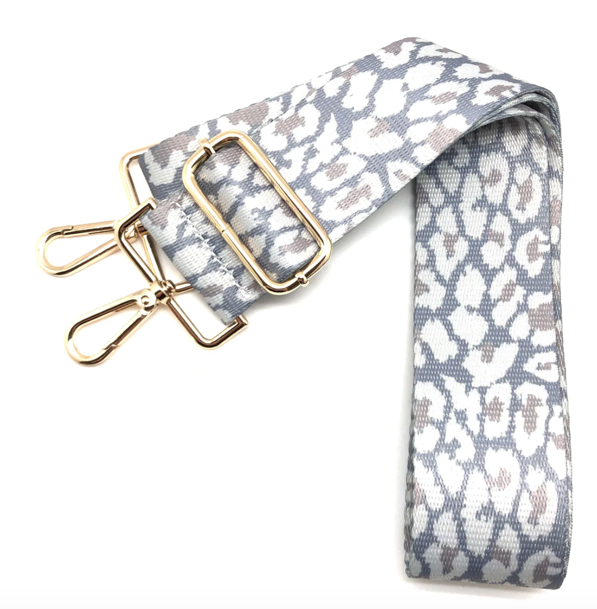 Canvas Bag Strap in Ivory Leopard