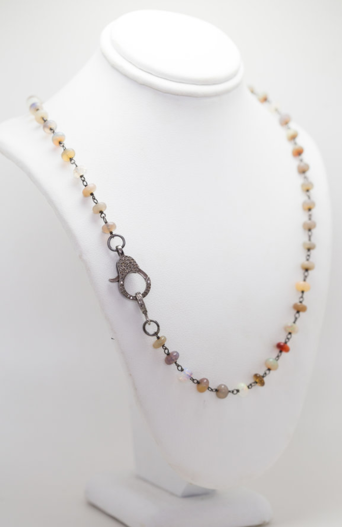 S.Row Designs Opal Necklace with Pave Diamond Clasp