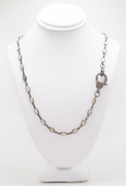 S.Row Designs Rainbow Moonstone Necklace with Pave Diamond Clasp