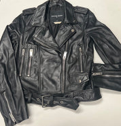 GG Courier Black Leather Jacket in Medium