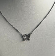 S.Row Designs Sterling Silver and Diamond Butterfly Necklace