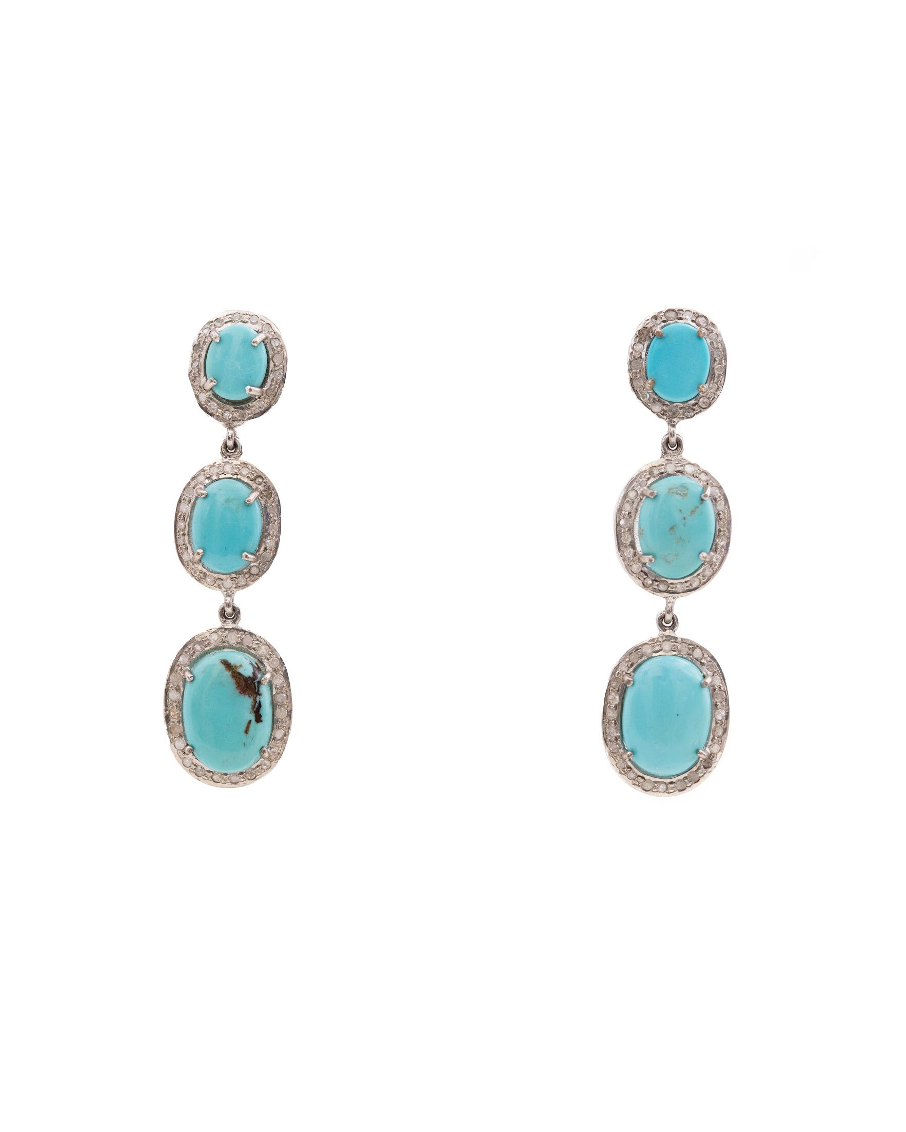 S.Row Designs Turquoise and Diamond Earrings