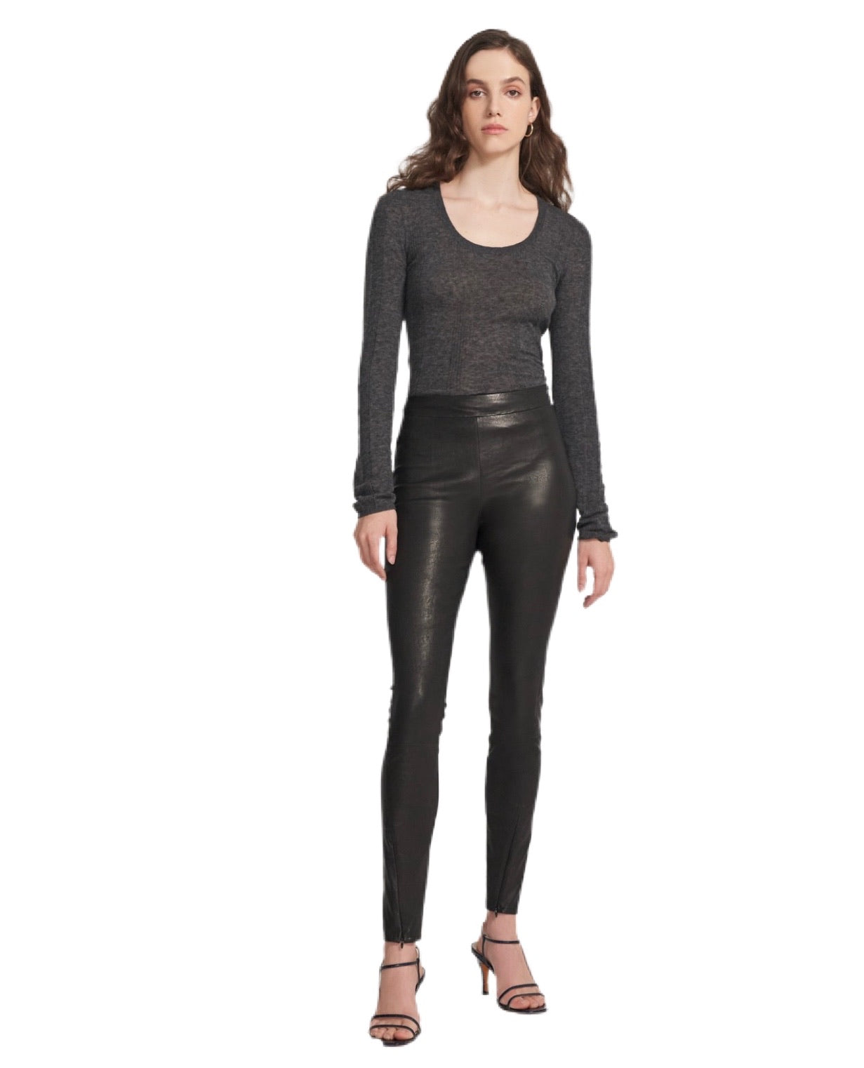 J Brand Octavia High Rise Leather in Black