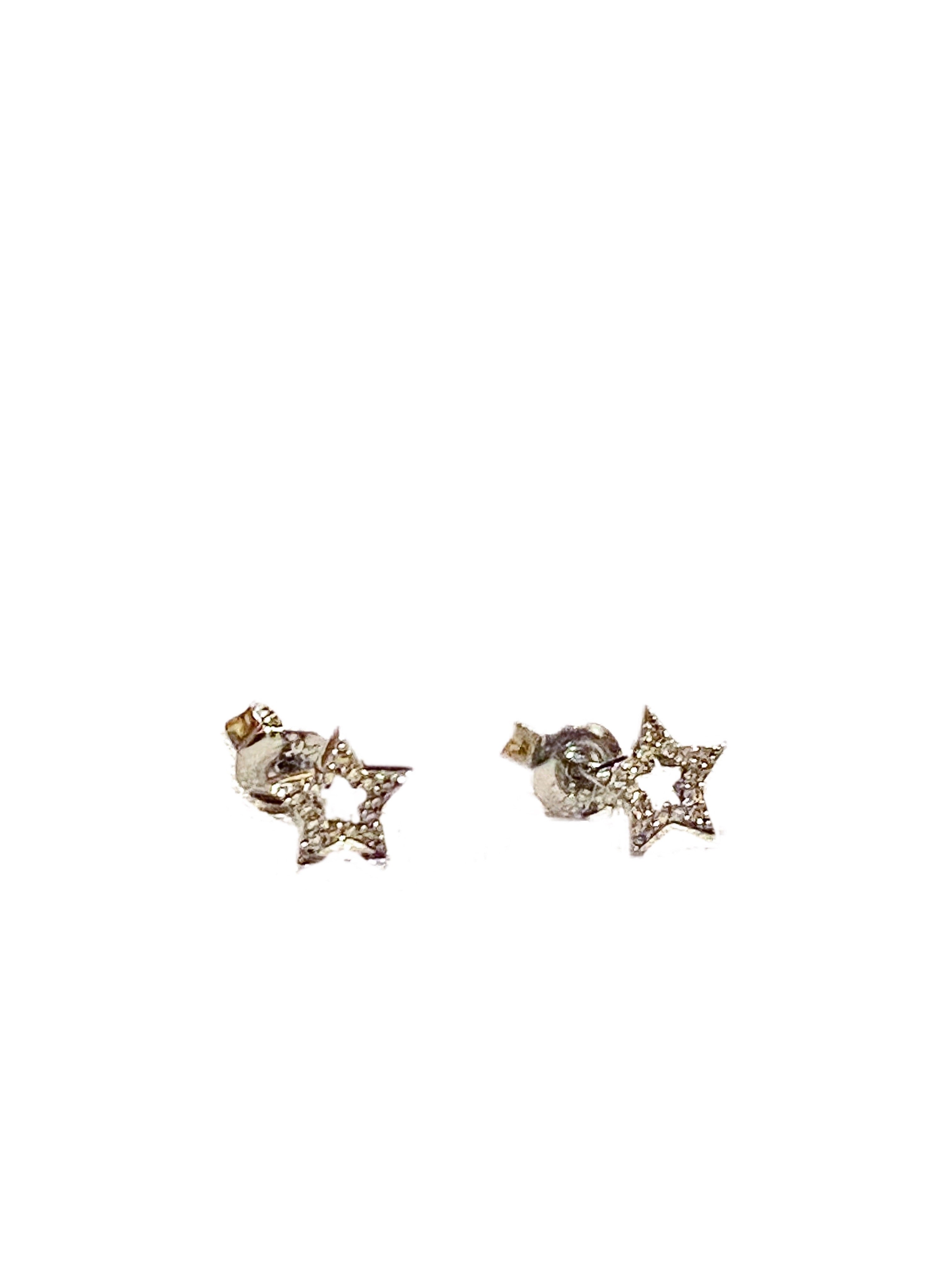 S.Row Designs Sterling and Diamond Star Cut-Out Studs
