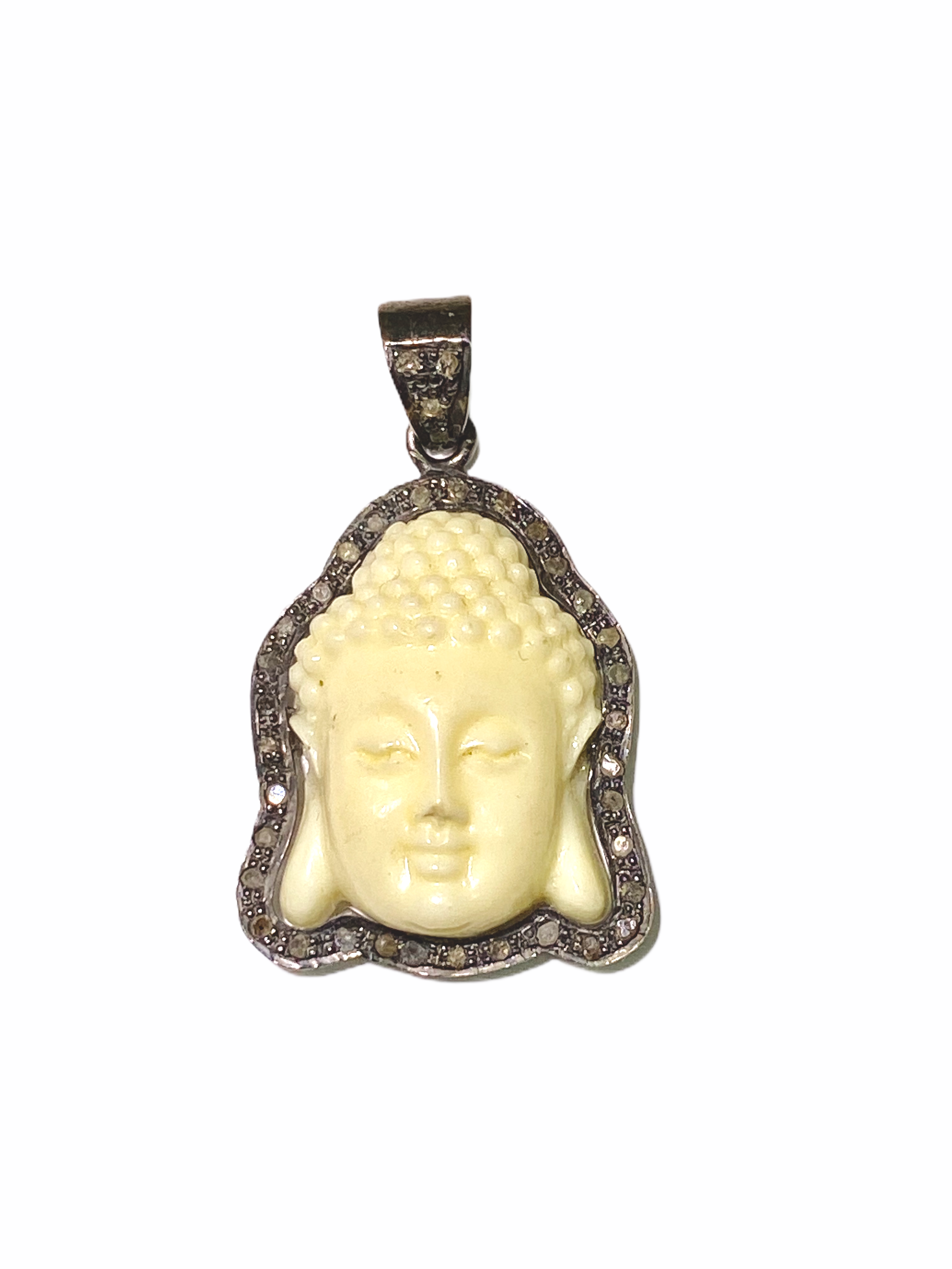 S.Row Designs Ivory and Diamond Buddha Pendant