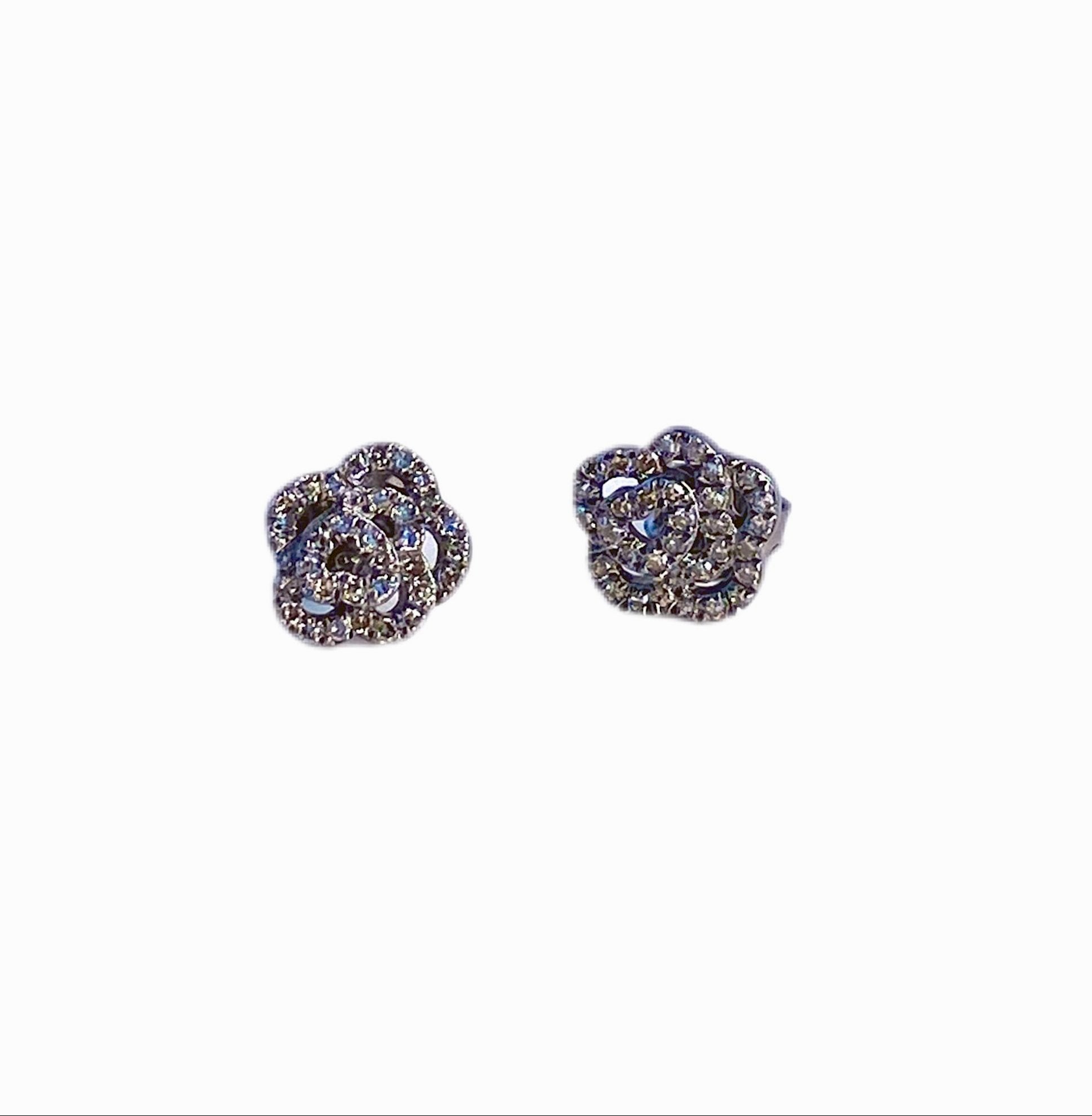 S.Row Designs Sterling and Diamond Rose Earrings